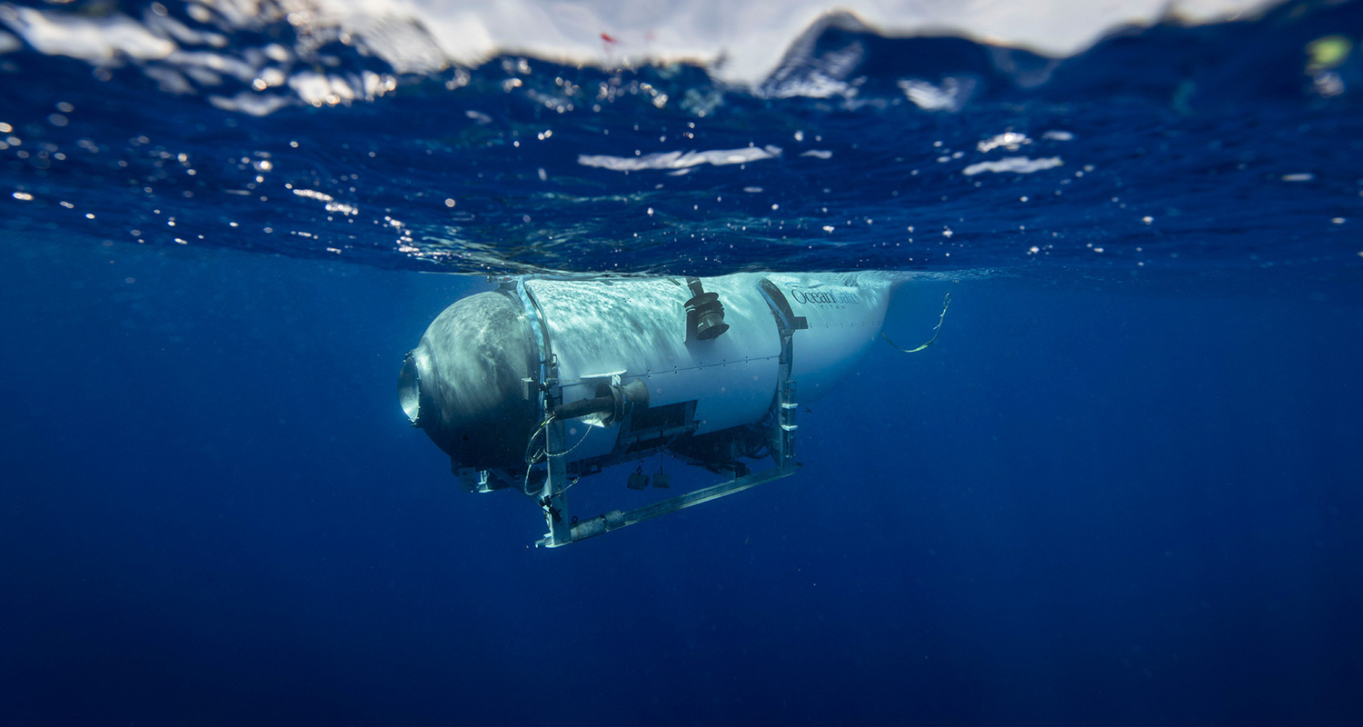 Titan submersible photographed at the waterline